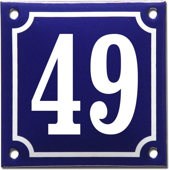 EmailleDesignÂ® Emaille huisnummer blauw/wit nr. 49