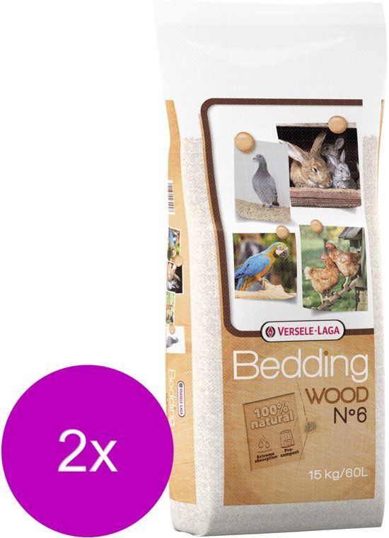 VERSELE-LAGA Wood Bedding Beukenhout No. 6 - Vogelbodembedekking - 2 x 15 kg