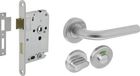 Intersteel Set de serrure de WC 63/8mm blanc + poignée de porte droite inox + loquet de WC