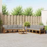 vidaXL Acacia Hout Bank Loungeset 8 Zitplekken Naturel en Lichtgrijs