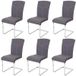 HWC-F36 Set van 6 eetkamerstoelen, vrijdragende keukenstoel conferentiestoel, stof/textiel, grijs