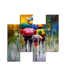 Homemania Paraplu muurschildering, 4 stuks, kunst en graffiti, voor woonkamer, slaapkamer, meerkleurig, 76 x 0,3 x 50 cm, HM204PMDF63, MDF