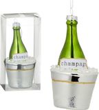 Bellatio Decorations Cepewa Gmbh Kersthanger - Champagne Fles - Glas - 14 cm