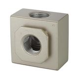 Riegler Verdeler »G«, met 2 uitgangen, BG 400, G 3/8, ingangsdruk 0-9 bar, medium/omgevingstemperatuur max. 70 graden Celsius.