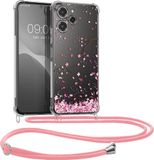 kwmobile telefoonhoesje geschikt voor Xiaomi Redmi 12 - Hoesje met telefoonkoord - Back cover voor smartphone - Case in poederroze / donkerbruin / transparant
