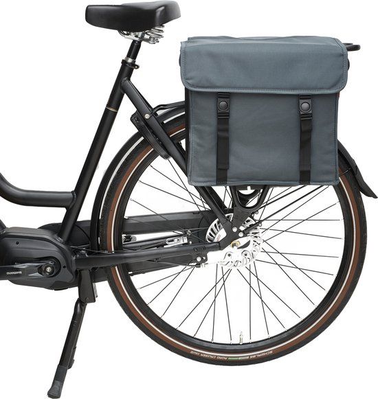 BECK Canvas Dubbele Fietstas - Grijs - Small - 35L - Achter - Waterafstotend