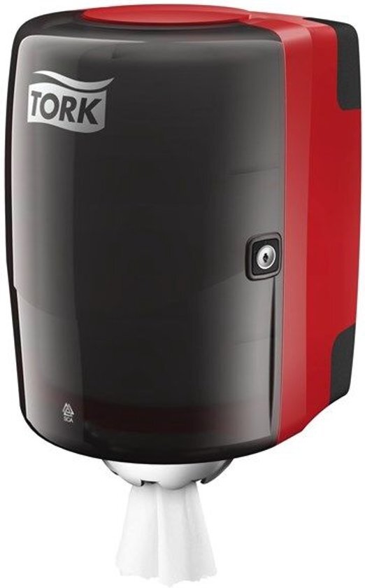 Tork Centerfeed Poetspapier Dispenser Kunststof Zwart/Rood M2