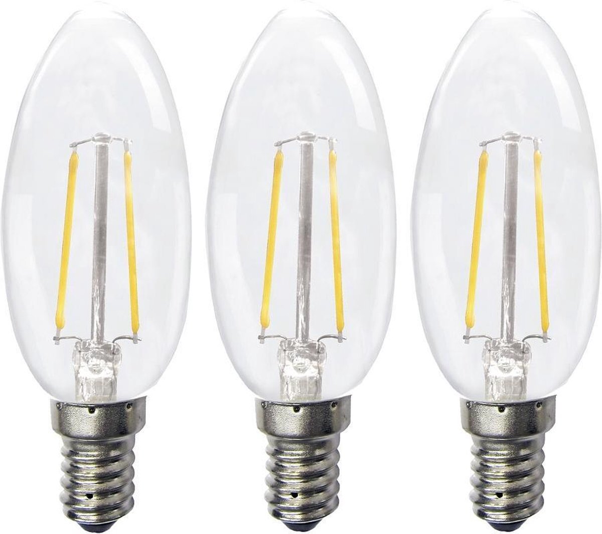 Bailey 3 stuks filament LED kaarslamp E14 2W 2700K Helder