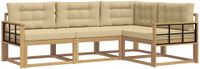 vidaXL - Hoek loungeset - 4 zitplekken - Polyester - Wit en Beige