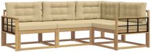 vidaXL - Ensemble de salon d'angle - 4 places assises - Polyester - Blanc et Beige