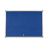Bi-Office Exhibit Extra Prikbordvitrine, 6xA4, Blauw Viltoppervlak, Glazen Deur, Aluminium Frame