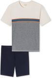 SCHIESSER Heren Pyjama Kort Blauw Gestreept Katoen