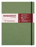 Clairefontaine 794463C Nomaddict (ex Age Bag) Genaaid Notitieboek Elastiek My.Essential Groen - B5 19x25 cm - 192 Pagina's Genummerd Gelijnd - Ivoorkleurig Papier 90 g - Omslag Glanskarton Lederkorrel