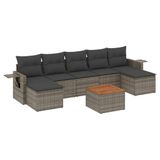 vidaXL 8-delige Loungeset met kussens, polyrattan, grijs