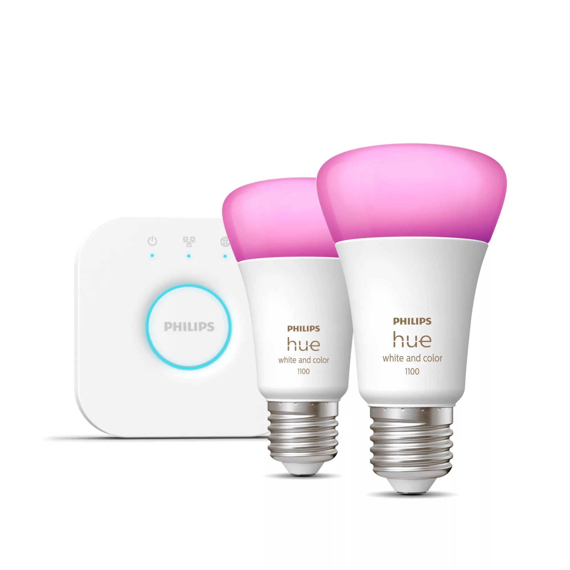Philips Hue White and Color Ambiance Starter Kit - 2x E27 Smart Bulbs - 1100lm - with Bridge