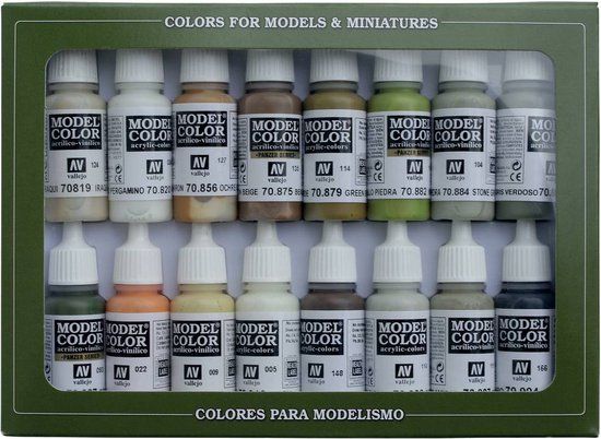 Vallejo 70141 Modelspoor mengkleur Zand, Wit, Oker, Beige, Groen-bruin, Steen, Groen-grijs, Violet, Zand-geel (mat), Iv