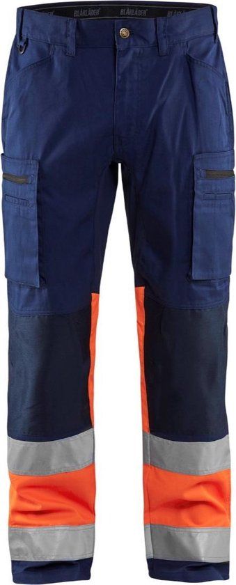 Blåkläder Werkbroek met stretch High Vis 1551-1811 - Marineblauw/Oranje - Maat 60