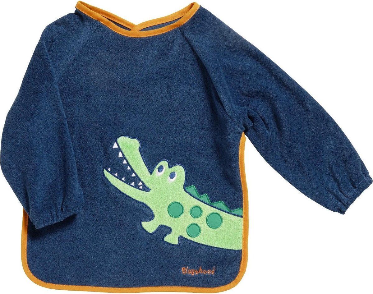 Playshoes slabbetje met lange mouwen krokodil blauw 30 x 39 cm