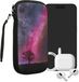 kwmobile hoesje voor smartphones XXL - 7" - hoes van Neopreen - Sterrenstelsel en Boom design - roze / donkerblauw / zwart