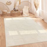 Paco Home Hoogpolig Vloerkleed Woonkamer Shaggy Scandinavisch Boho Abstract Zacht Crème 200x280 cm