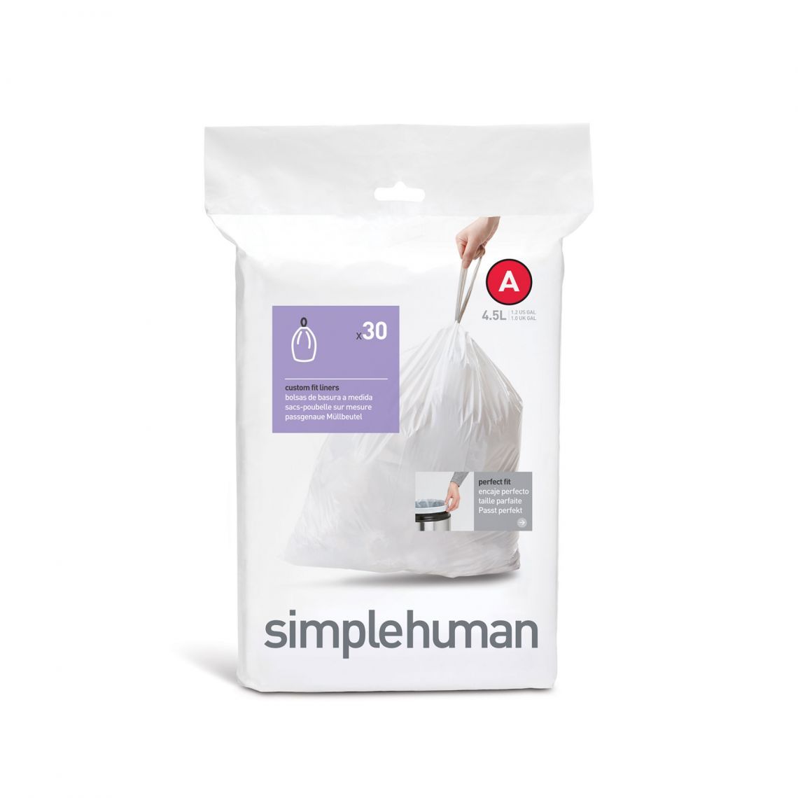 simplehuman CW0160 - Afvalzakken - wit - 4,5 liter - 30 stuks