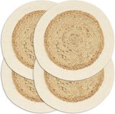vidaXL Placemats 4 stuks rond 38 cm jute en katoen natuurlijk
