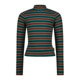 Vingino Icon Stripe Top Col Tops & T-shirts Meisjes - Shirt - Donkergroen - Maat 152