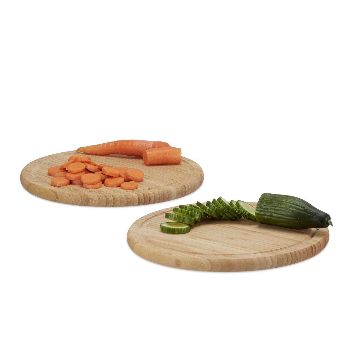 Relaxdays ontbijtplanken set - 30 cm diameter - snijplank bamboe serveerplank - keukenplank Pak van 2