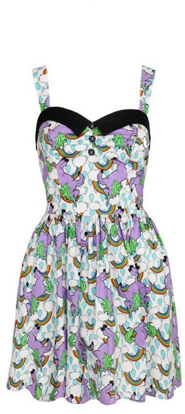 Hell Bunny Unicorn Dress Dames Mini-jurk - wit/paars - XXL