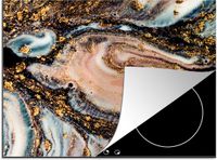 Merkloos KitchenYeah® Inductie beschermer 59x51 cm - Marmerlook - Goud - Zwart - Glitter - Chic