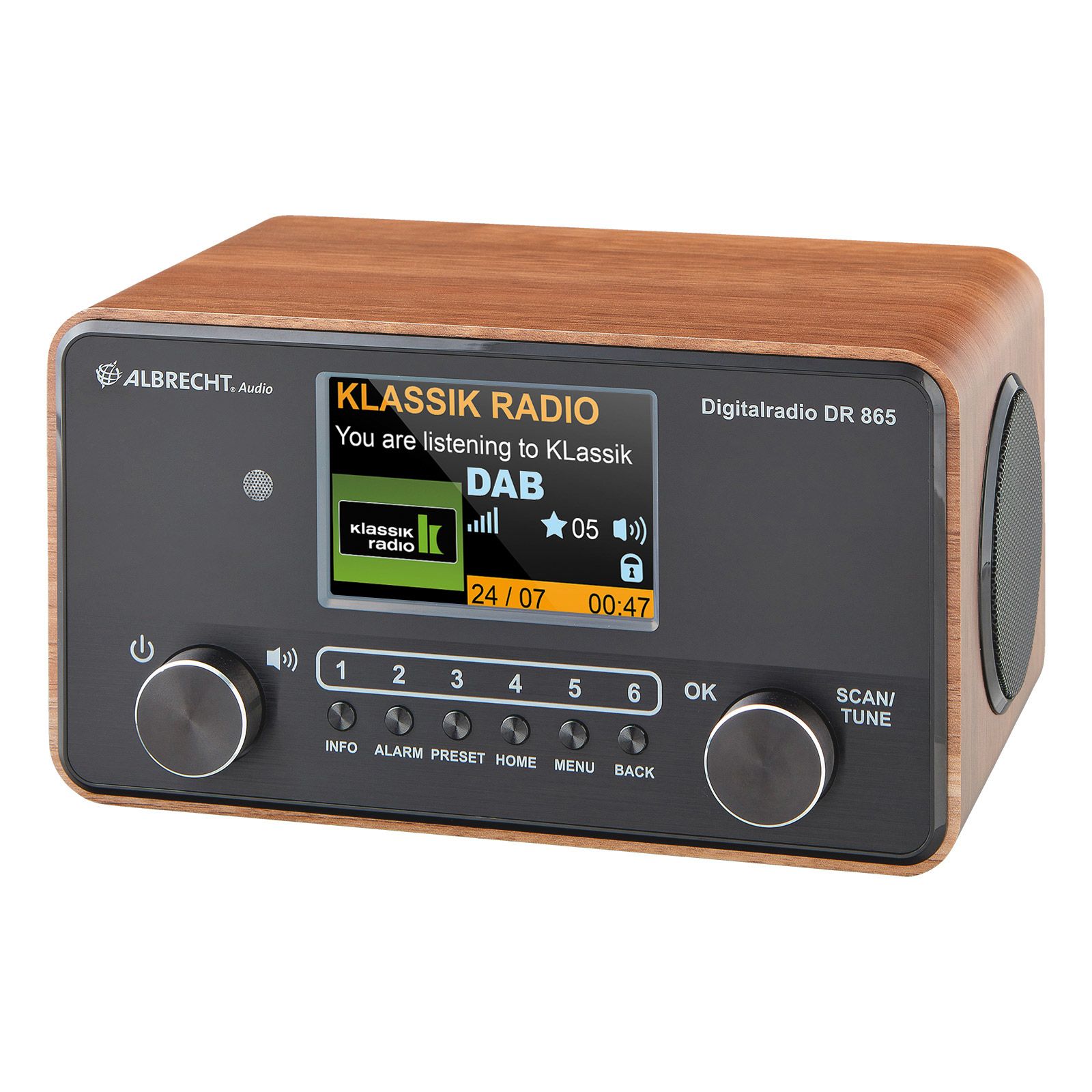 Albrecht DR 865 Draagbare Digitale Radio - DAB+ - FM - Zwart/Hout