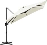 Parasol Creme – Große Sonnenschirm 300 cm rund Polyester wasserabweisend neigbar mit Kurbelmechanismus