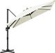 Parasol Creme – Große Sonnenschirm 300 cm rund Polyester wasserabweisend neigbar mit Kurbelmechanismus