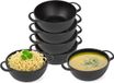 Plasticforte Soepkommen met hengsels - 8x - Campinglife - kunststof - D11 x H5 cm - 370 ml - zwart - stapelbaar - onbreekbaar