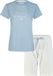 By Louise Dames Shortama Korte Pyjama Set Blauw/Wit Gebloemd - Maat M