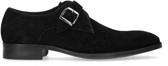 Manfield Heren Zwarte suède gespschoenen Maat 46