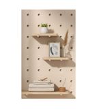 JORDAN&JUDY Organisateur en panneau perforé en bois massif, Carré 40*60 cm, Finition décorative brillante, Rangement mural sans perçage pour la maison Jaune crème