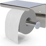 Eavy WC Rolhouder met Plankje - Zelfklevend / Zonder Boren / Boren - Toiletrolhouder - Chroom