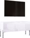 Meuble TV: blanc mat / blanc brillant, avec pieds chromés, 100 x 52 x 32 cm