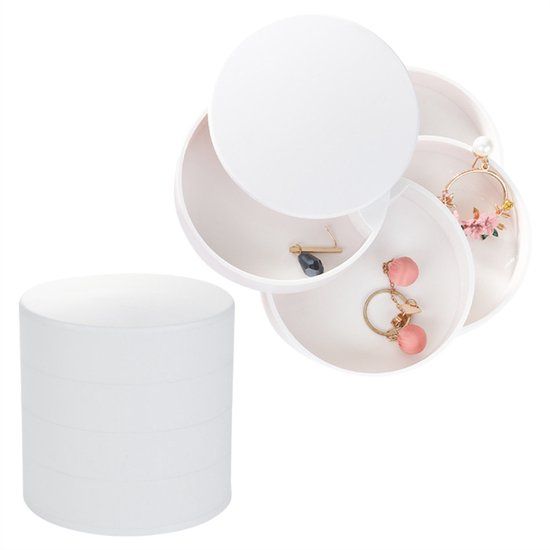 UNIQ Draaibare Sieraden Organizer met 4 niveaus - Wit