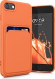 kwmobile telefoonhoesje geschikt voor Apple iPhone SE (2022) / SE (2020) / 8 / 7 - Hoesje met pasjeshouder - TPU case in oranje