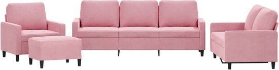 vidaXL 4-delige Loungeset met Kussens Fluweel Roze