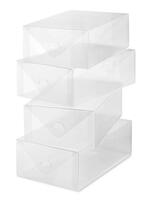 Whitmor Clear Vue Shoe Box for Women, 4-Piece Set, Plastic, White, 4