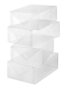 Whitmor Clear Vue Shoe Box for Women, 4-Piece Set, Plastic, White, 4