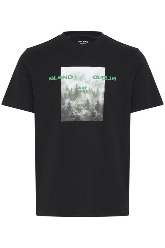 Blend BHKEAN PHOTOPRINT S/S TEE Heren T-shirt Zwart M