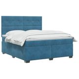 vidaXL Boxspringbed met matras, blauw, 160 x 200 cm, fluweel
