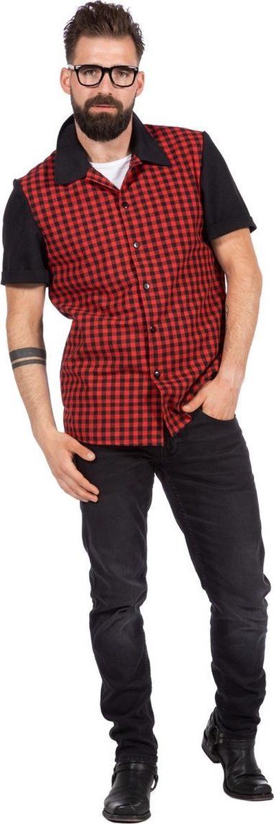 Wilbers Jaren 50 Kostuum Rockabilly Hemd Ruitjes Remy Man Maat 56