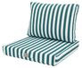 Déco Arts Set van 2 kussens voor woonkamer, tuin, 50 x 50 cm, zitting 50 x 50 cm + rugleuning 50 x 35 cm, waterdicht, uv-bescherming, vervanging voor tuinmeubelen, terras, balkon, veranda, groene strepen
