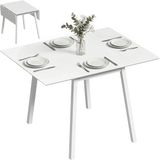 Homcom Opklapbare eettafel - Grenenhout - 110x86x75cm - Wit