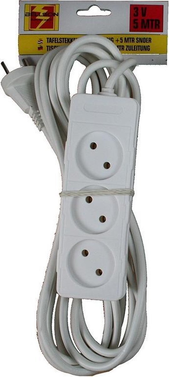 Ben Tools 2x Stekkerdoos 3-voudig wit - 5 meter - Witte stekkerdozen - Verlengsnoeren/verlengkabels